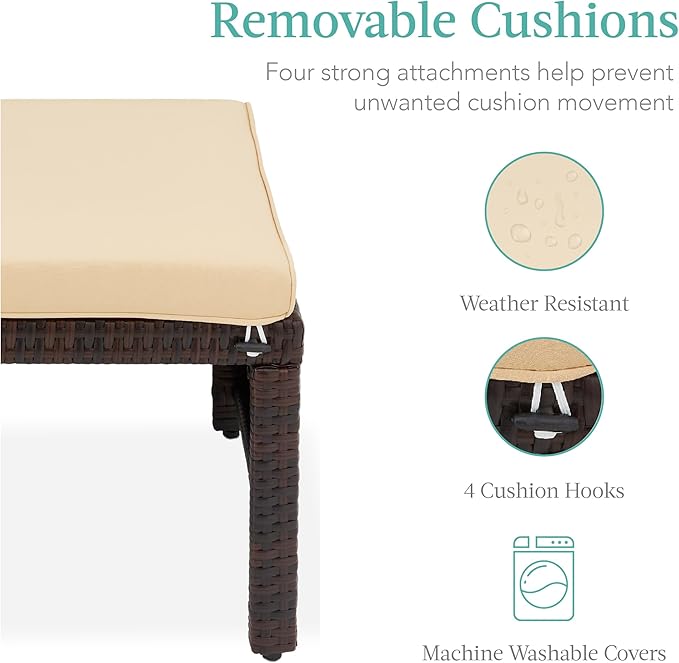 Best Choice Products Set of 2 Wicker Ottomans, Additional Seating, Side Table - Image 6