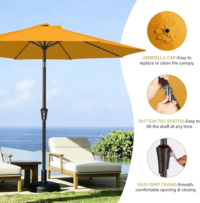 MEWAY 9ft Patio Umbrella Outdoor Table Umbrellas - Image 6