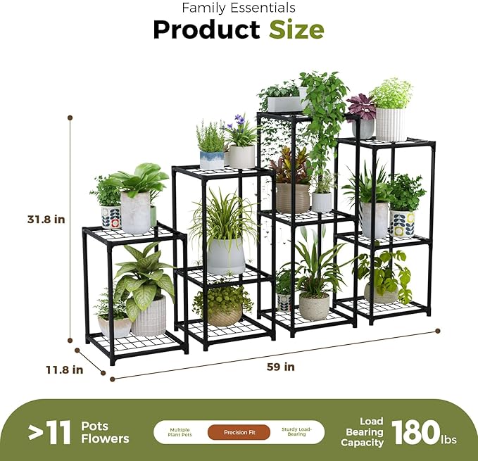 Bamworld Plant Stands Indoor 4 Sets Plant Shelves Outdoor Metal Plant Holder - Image 6