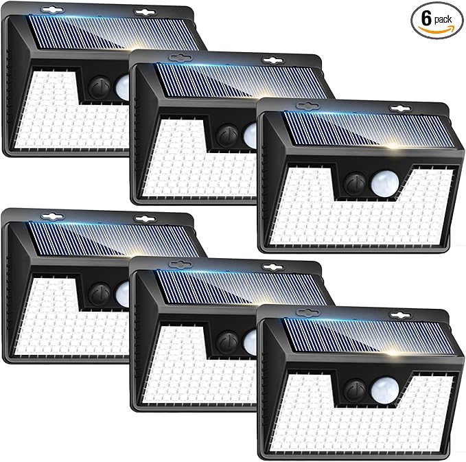 Peasur Solar Lights Outdoor Motion Sensor, 6 Pack 140 LED Solar Powered Fence by Peasur