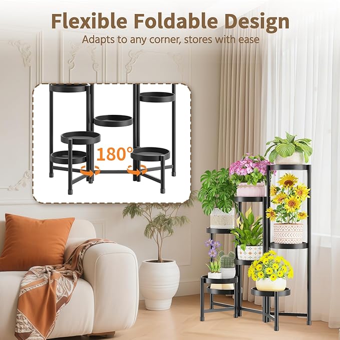 LASZOLA 8 Tiered Folding Tall Plant Stand Indoor - Image 2