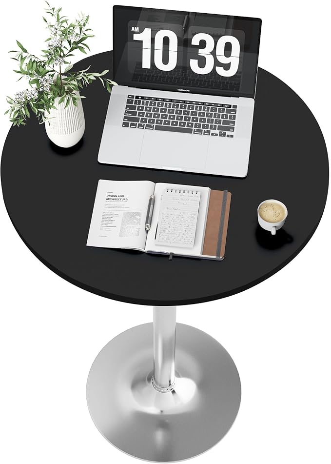 Flamaker Round Bistro Pub Table Modern Style Metal Base MDF Top Cocktail Bar - Image 5