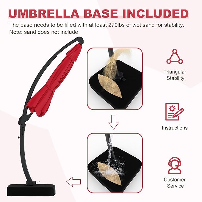 GarveeLife 11FT Cantilever Patio Umbrella - Image 3