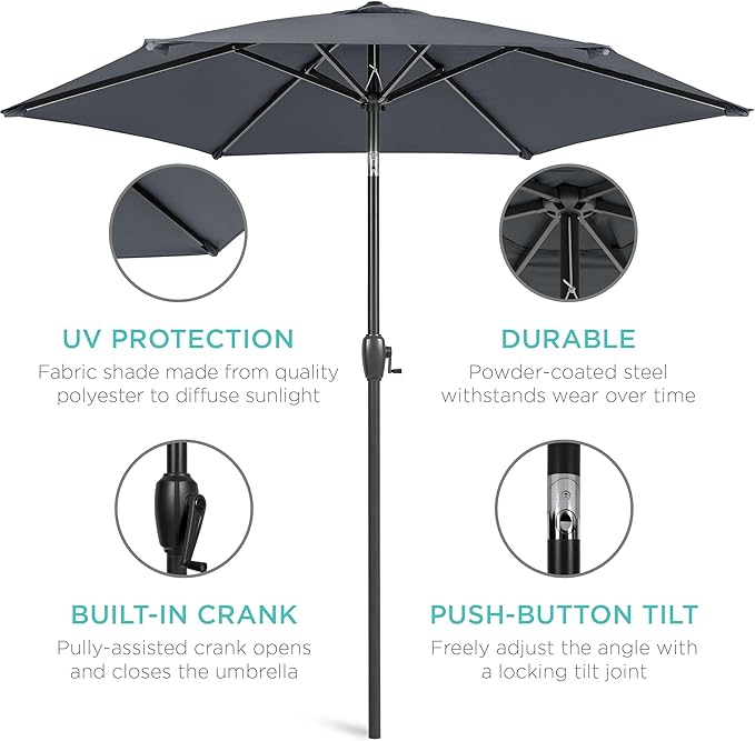 Best Choice Products 7.5ft Heavy-Duty Round Outdoor Market Table Patio Umbrella - Image 5