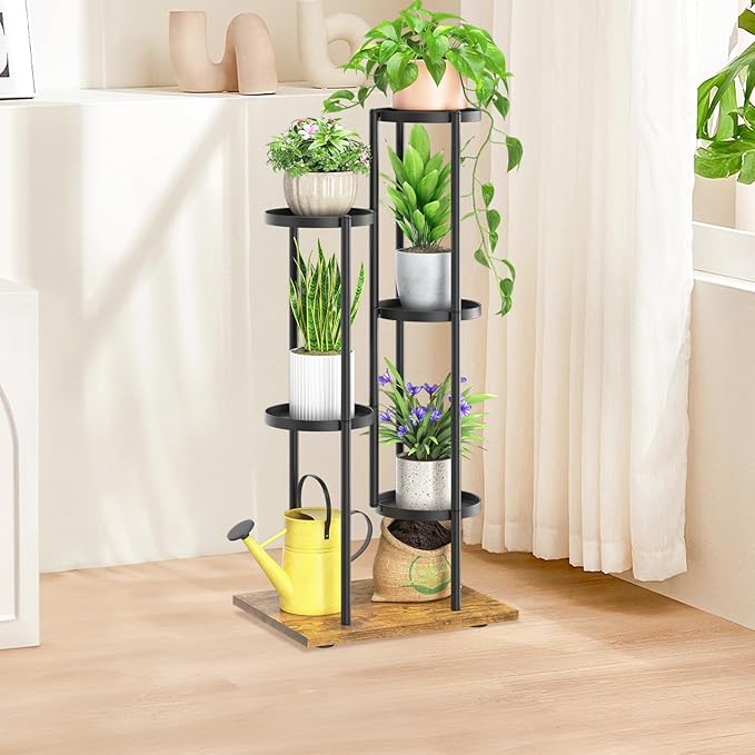 LASZOLA Black 5 Tier Plant Stand Indoor Heavy Duty Metal Planter Flower Holder - Image 9