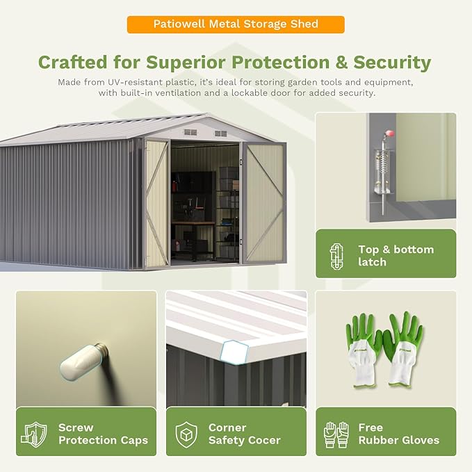 Patiowell 10 x 12 FT Metal Storage Shed - Image 5