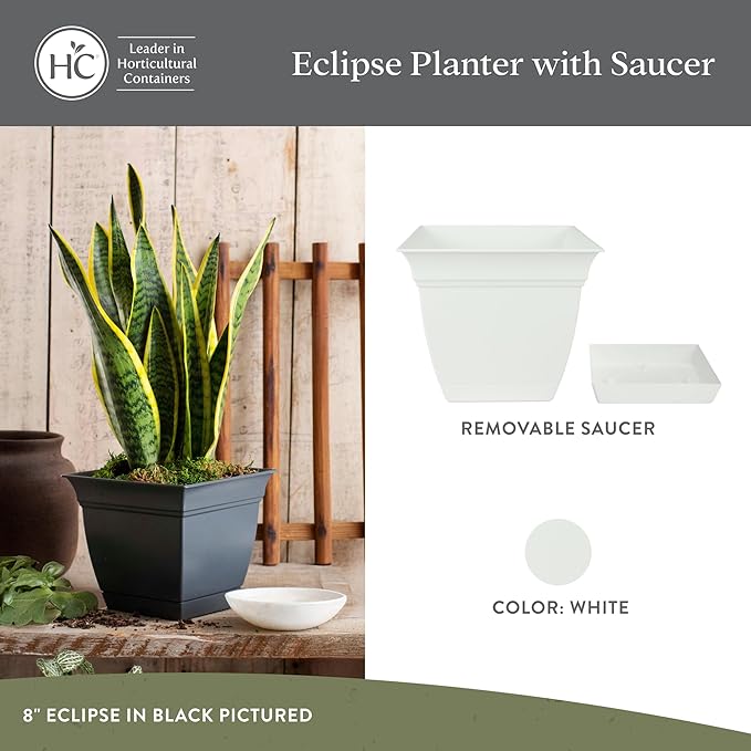The HC Companies 12 Inch Eclipse Square Planter Pots - Image 2