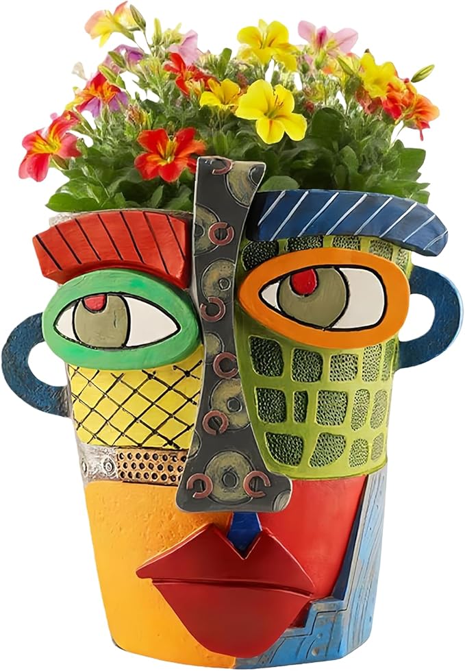 Picasso Abstract Face Flower Pot, Unique Resin Crafted Planter by Unknown