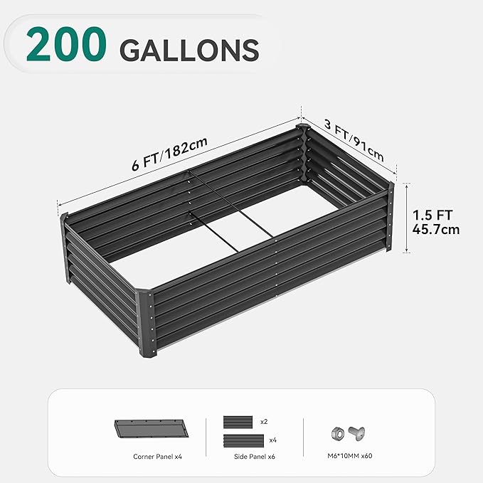 YITAHOME 72x36x18 in 2pcs Galvanized Raised Garden Bed Kit, Large Metal Planter - Image 8