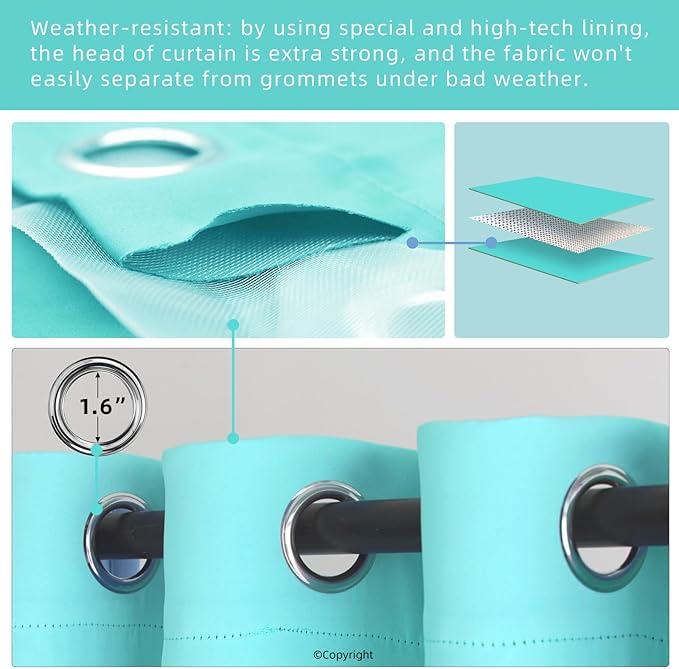 Waterproof Outdoor Curtain W84 x L120 - Image 3