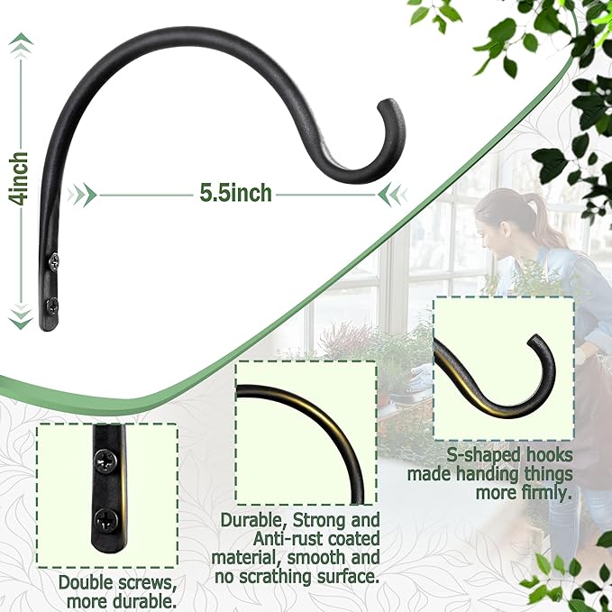 Qiang Ni Hanging Plant Bracket Hooks: 5.5 Inch Wall Plant Hook Planters and - Image 5