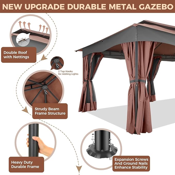 COBIZI Gazebo 12x20 Heavy Duty Gazebos - Image 6