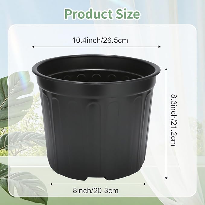 40 Pack 3 Gallon Nursery Plant Pots, 10 Inch Plastic Garden Flower Seedling - Image 2