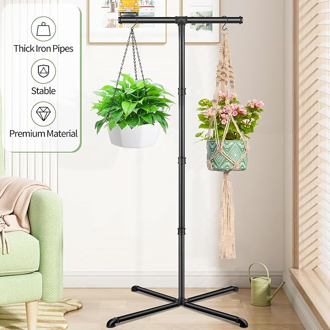Plant Hanger Indoor, Hanging Plant Stand Heavy Duty Metal Standing Plant Hanger - Image 3