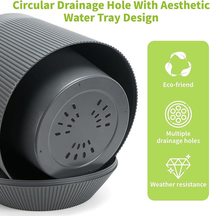 Plant Pots，Set of 2 Plastic Large Pots - Image 4
