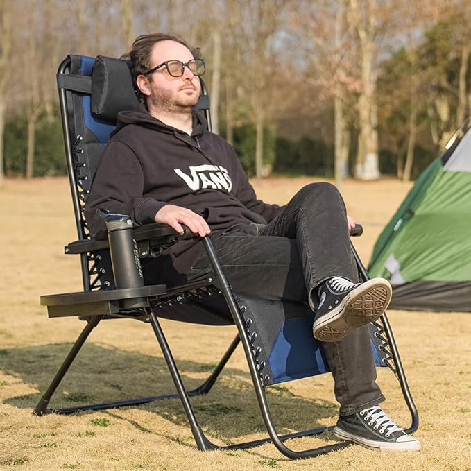 Zero Gravity Chair Set of 2 Oversized Folding Recliner, Padded Anti Gravity - Image 2
