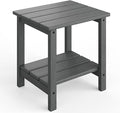GarveeLife Outdoor Side Table 2-Tier, 18 in HDPE All Weather Resistant Patio by GarveeLife