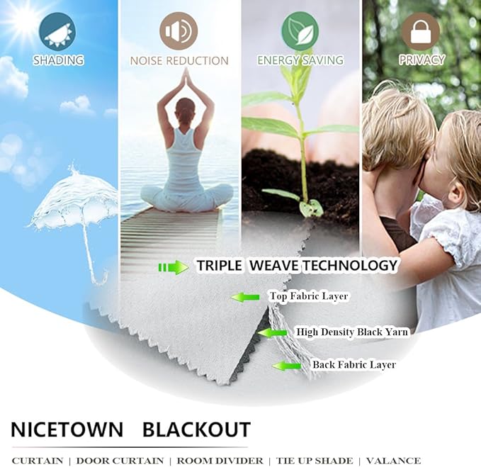 NICETOWN Patio Curtain Room Divider Waterproof, Rustproof Grommet Top Sunlight - Image 6