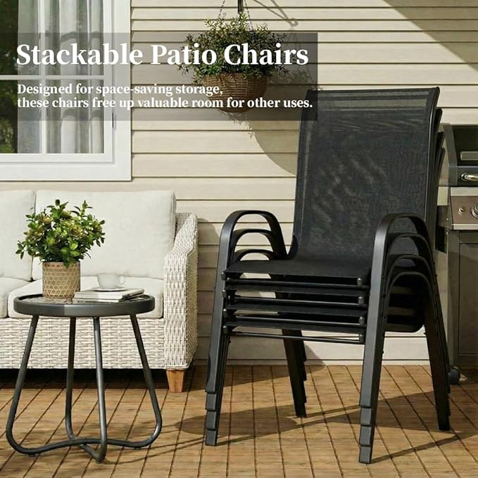 MAMIZO Patio Dining Chairs, Stackable All Weather Teslin Chair, Heavy Duty - Image 6