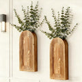 2 Pack Wooden Wall Vase Set, Boho Hanging Planter by Unknown