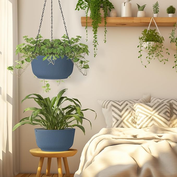 T4U 8 Inch Hanging Planters for Indoor Outdoor Plants, Self Watering Hanging - Image 8