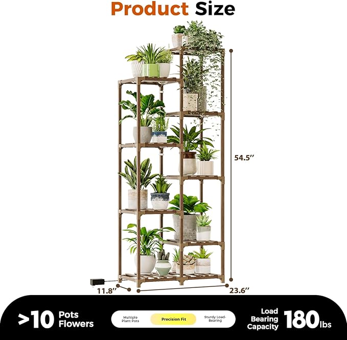 Bamworld Plant Stand with Grow Light Tall Plant Shelf - Image 7