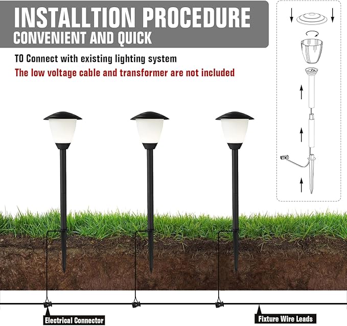 Low Voltage Pathway Lights LED Landscape Lights, 1.7W 12V, 3000K Warm White - Image 6