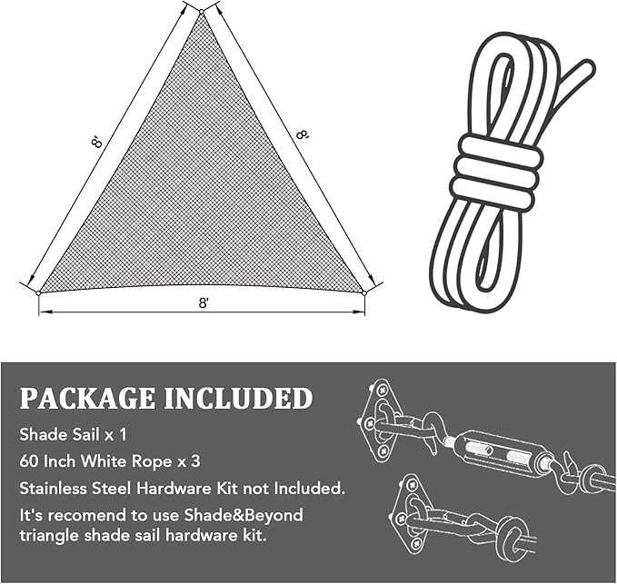 Shade&Beyond Triangle Sun Shade Sail 16'X16'X16' Permeable Canopy Light Grey - Image 7
