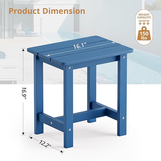 LUE BONA Outdoor Side Table Set of 2, HDPS Small Outdoor Table, Adirondack Side - Image 3