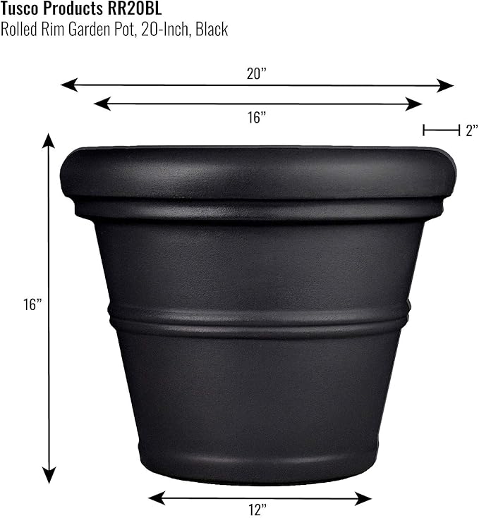Tusco Products RR20BK Classic Rolled Rim Garden Planter - Image 2