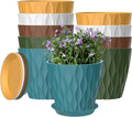 10 Pack 5 Inch Plant Pots with Drainage and Saucers, Stackable Nursery Planters by zople