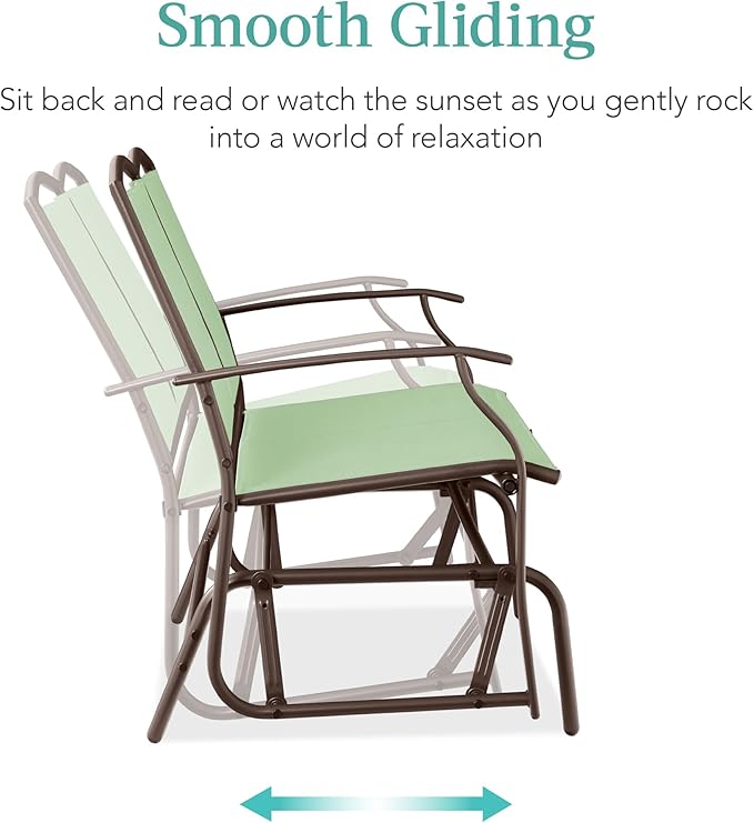 Best Choice Products 2-Person Outdoor Patio Swing Glider Steel Bench Loveseat - Image 4