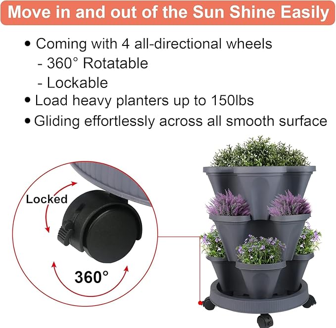 Vertical Planter 3 Tier Stackable Planters Garden Planters Strawberry Herb - Image 7