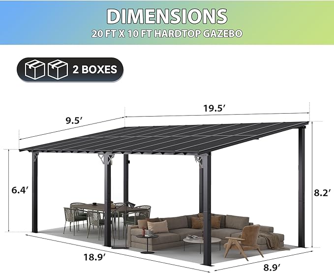 Aoxun 20'x10' Gazebo for Patio, Premium Pergola - Image 2