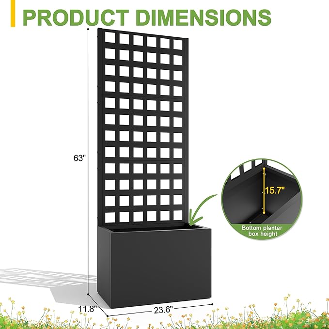 FENCY Metal Planter Box with Trellis, Planter Trellis - Image 3