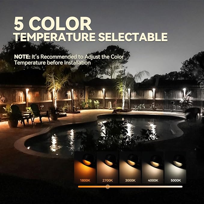 LEONLITE 12-Pack Update 5CCT LED Low Voltage Deck Lights, 180LM 3.74inch - Image 2