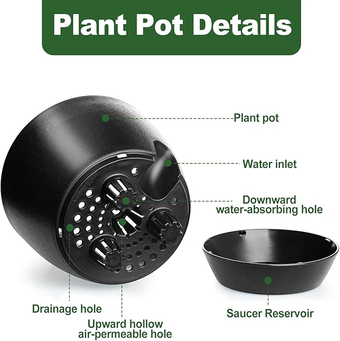 Self Watering Pots Set, 5 Pack 6 Inch Self Watering Pots - Image 3