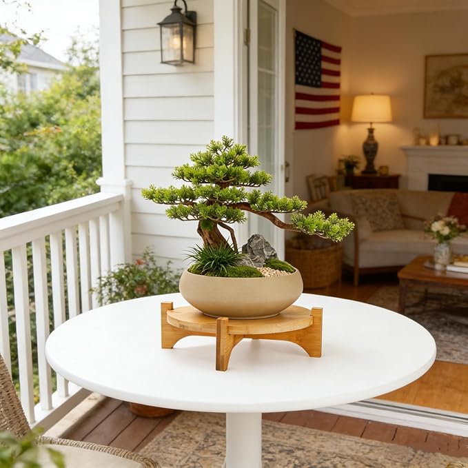 2 Pack Bamboo Plant Stand, Mid Century Modern Planter Stand, Detachable Flower - Image 4