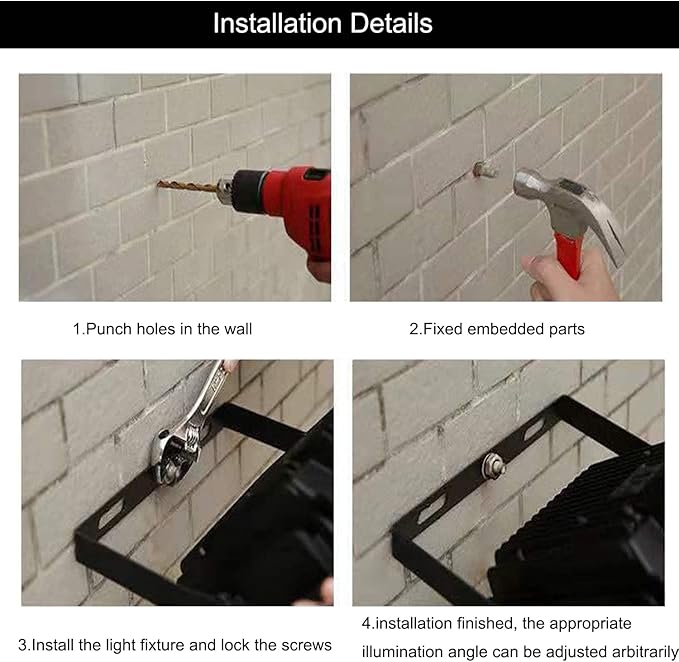 4Pack-100W LED Flood Light Outdoor, 11000lm LED Work Light - Image 6