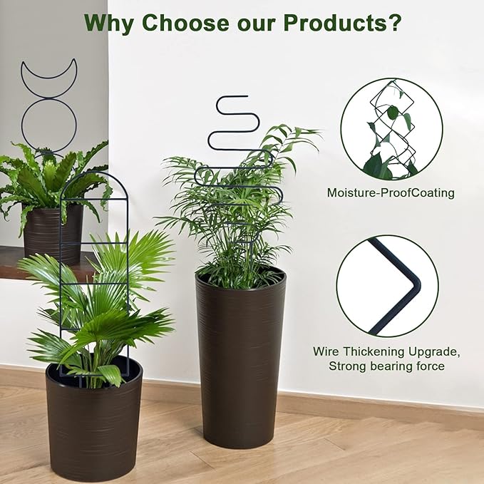 Indoor Plant Trellis for Climbing Plants, 16inch Small Garden Metal Trellis for - Image 3