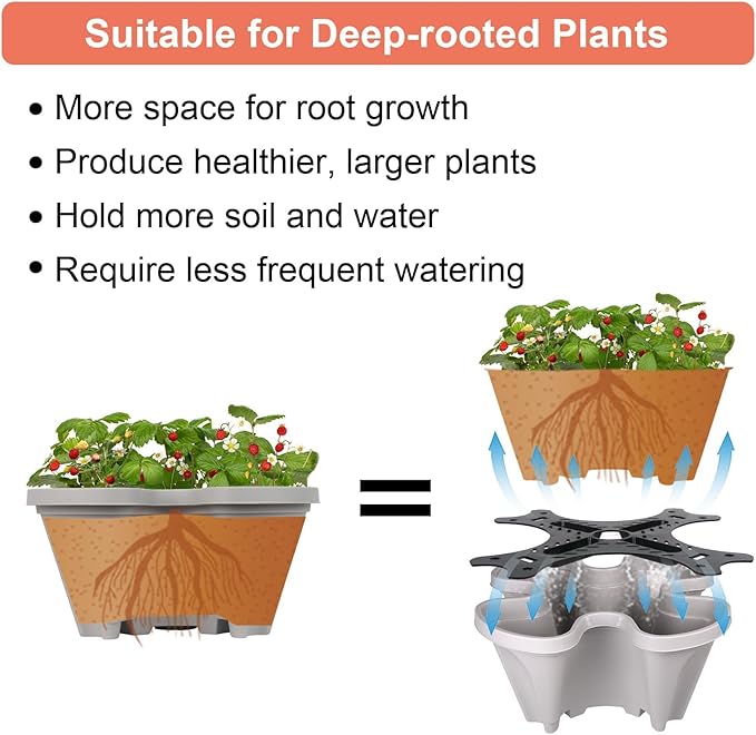 GameXcel Vertical Planter 7 Tier Stackable Planters Garden Planters Strawberry - Image 2