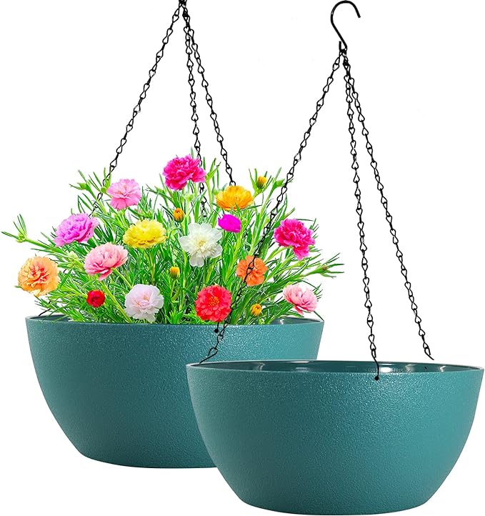 WOUSIWER 13 inch 2 Pack Large Hanging Planters by WOUSIWER