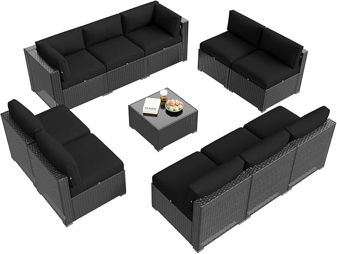 Aoxun Patio Furniture Set, 11 Piece Outdoor Sectional Sofas - Image 9