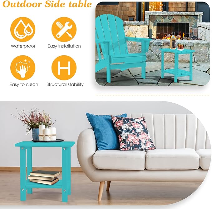 Adirondack Outdoor Side Table, 2-Tier Sturdy Patio End Table Weather Resistant - Image 5