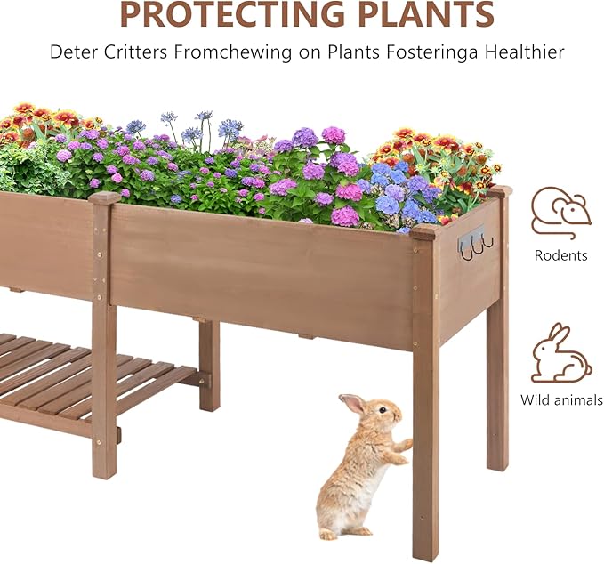 Raised Garden Bed with Legs Outdoor, Elevated Garden Box, Storage Shelf - Image 6