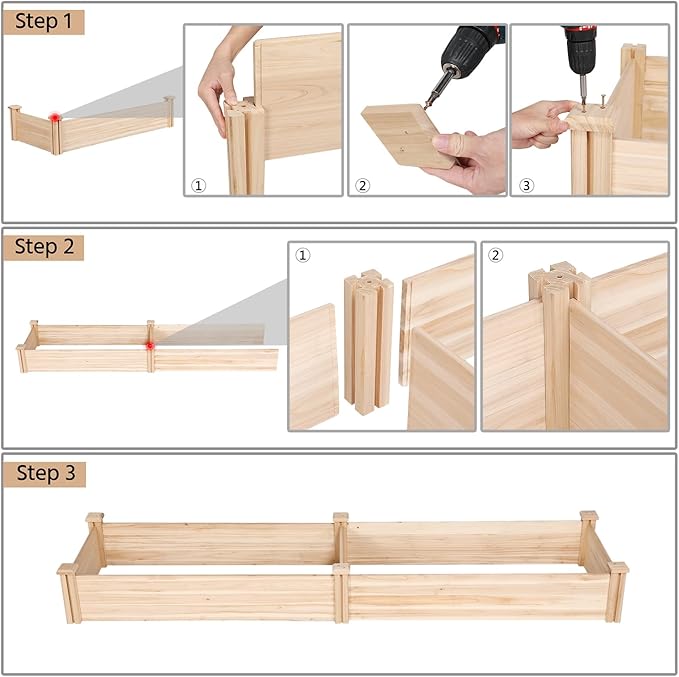 Yaheetech 8×2ft Wooden Horticulture Raised Garden Bed Divisible Elevated - Image 6