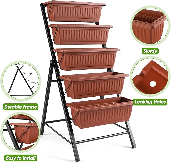 Suyncll Vertical Raised Garden Bed Planter Box, 5 Tiers Vertical Garden Planter - Image 3