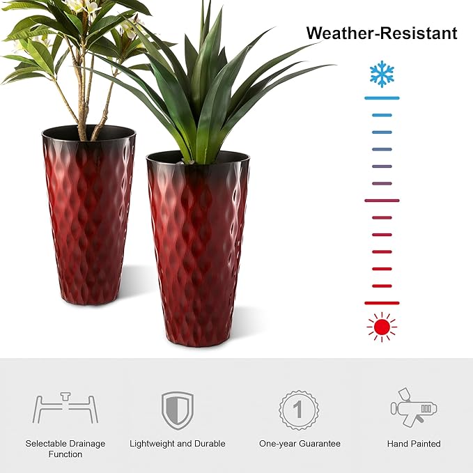 Glitzhome 23.75" H Tall Outdoor Planter, - Image 3