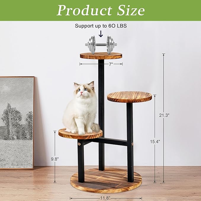 VECELO 3 Tier Plant Stand Indoor Outdoor, Tall Metal Wood Flower Shelf - Image 4