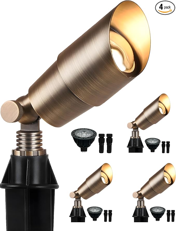 PARTPHONER Solid Brass Low Voltage Landscape Lighting, Wired 12V LED Landscape by PARTPHONER